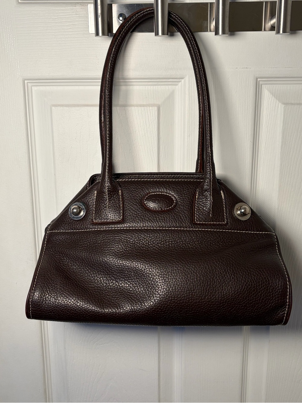 Tod's Dark Brown Pebbled GIRELLI TOTE Leather Shoulder Bag